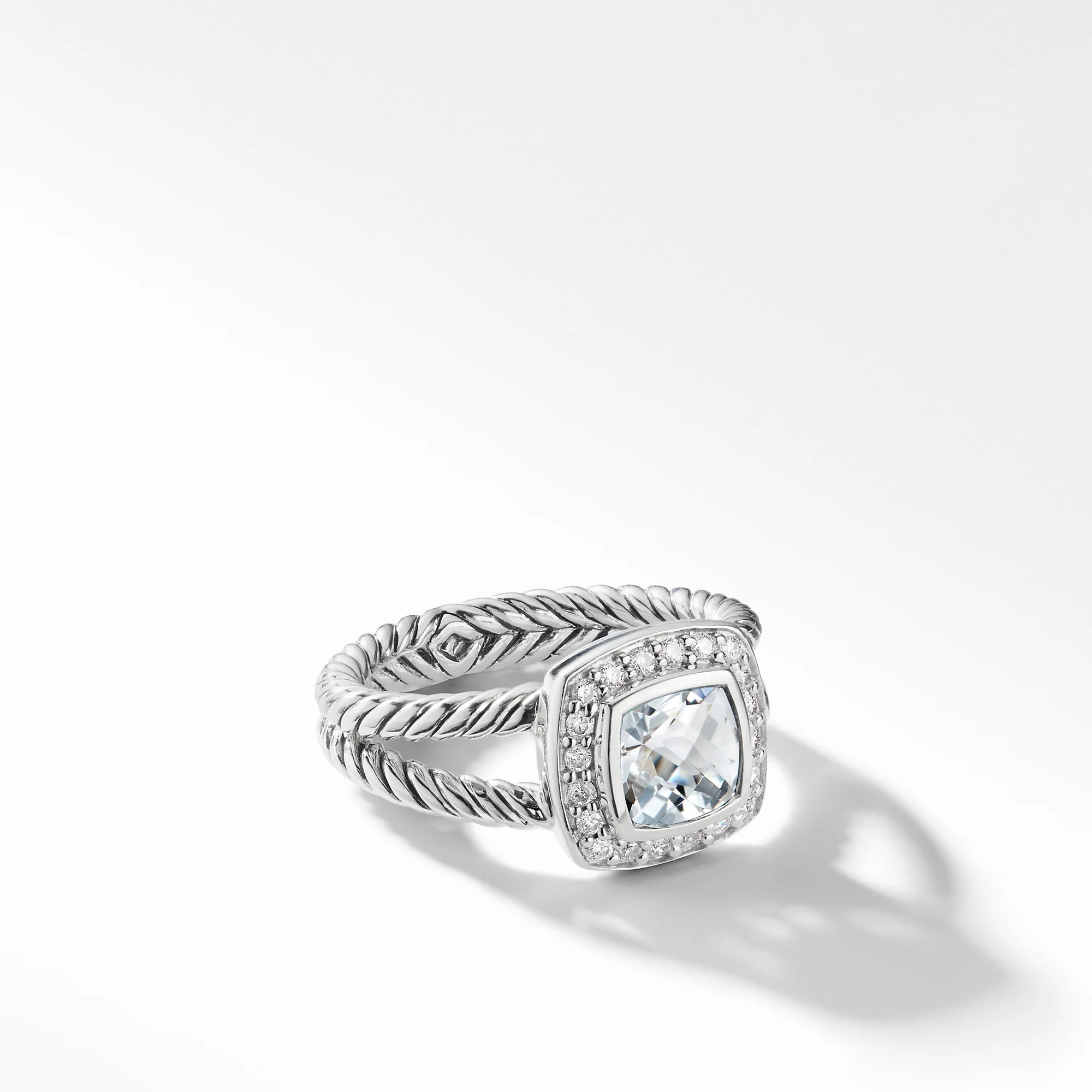 Petite AlbionĀ® Ring with White Topaz and Diamonds, Size 5