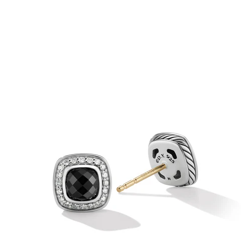 Petite Albion Stud Earrings with Black Onyx and Pavé Diamonds - Image 2