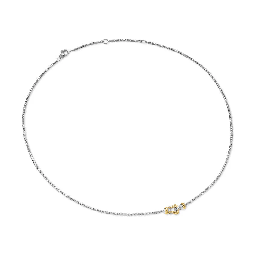 Petite Buckle Necklace in Sterling Silver with 14K Yellow Gold, 16.3mm - Image 2