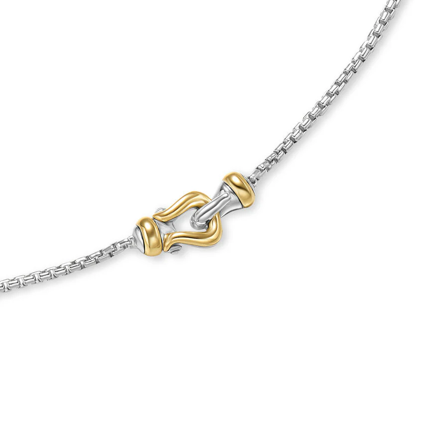 Petite Buckle Necklace in Sterling Silver with 14K Yellow Gold, 16.3mm - Image 3