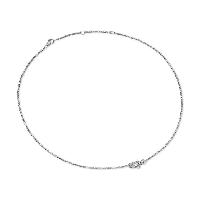 Petite Buckle Necklace in Sterling Silver with Diamonds, 16.2mm - Image 2