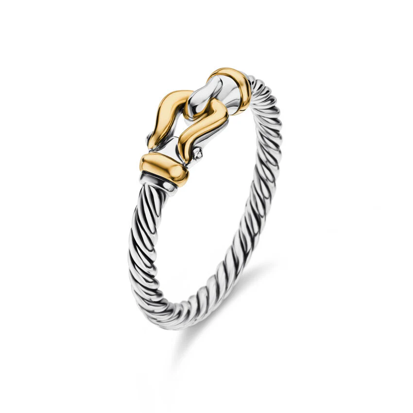Petite Buckle Ring in Sterling Silver with 18K Yellow Gold, 2mm, Size 5.5 - Image 2