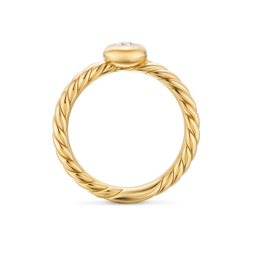Petite Cable Ring in 18K Yellow Gold with Center Diamond, 2.8mm, Size 6 - Image 5