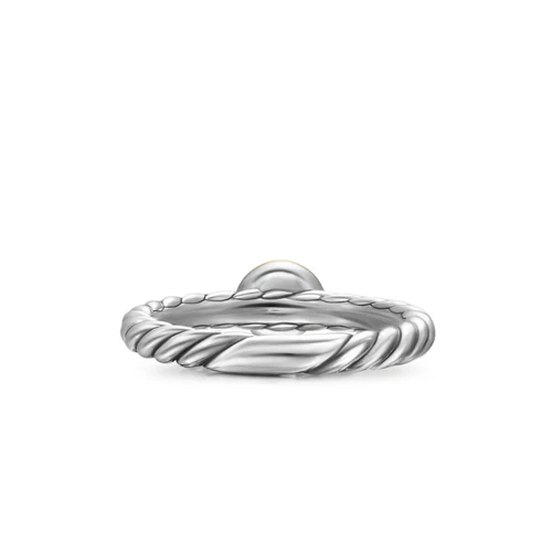 Petite Cable Ring in Sterling Silver with 14K Yellow Gold and Peridot, 2.8mm - Image 5