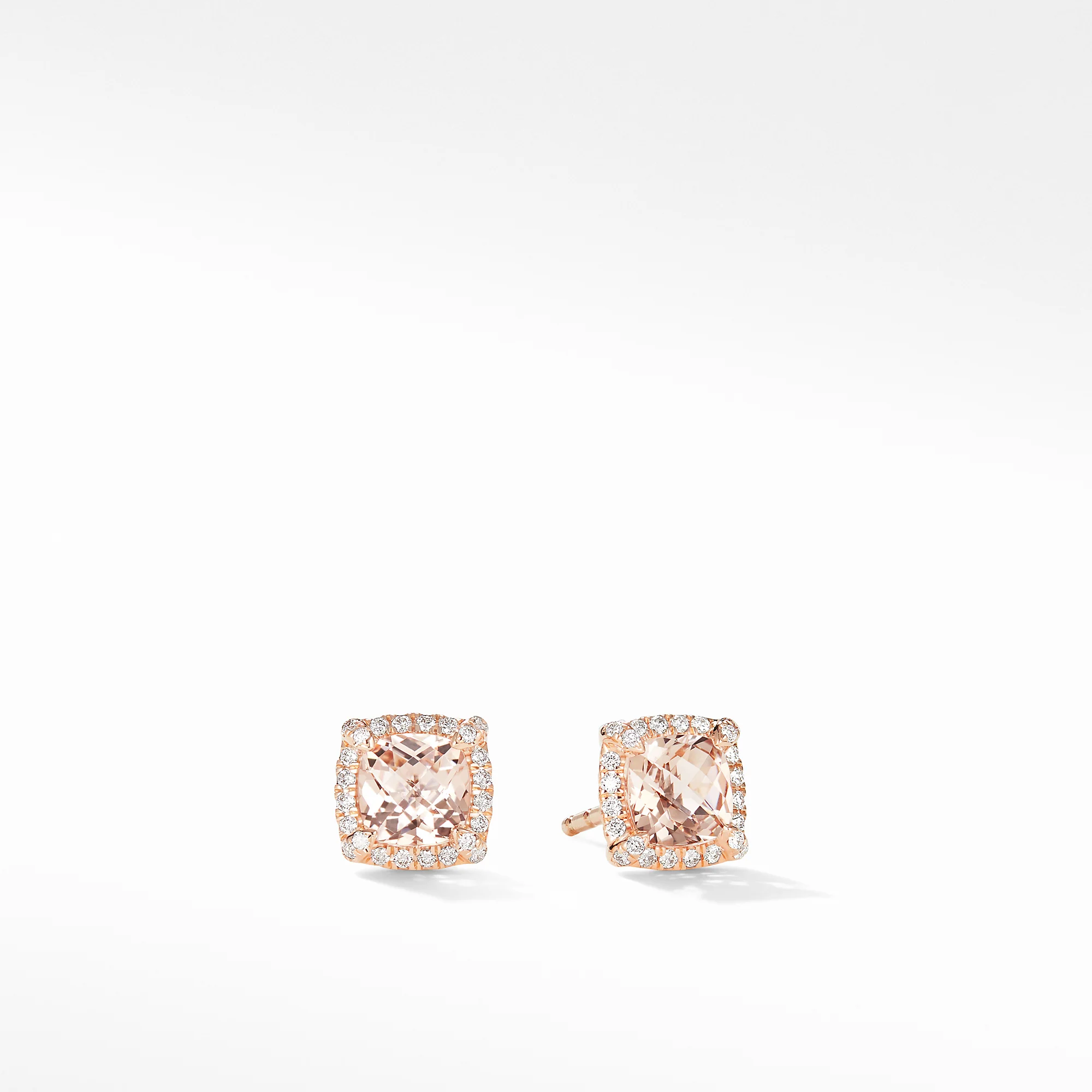 Petite Châtelaine® Pavé Bezel Stud Earring in 18K Rose Gold with Morganite