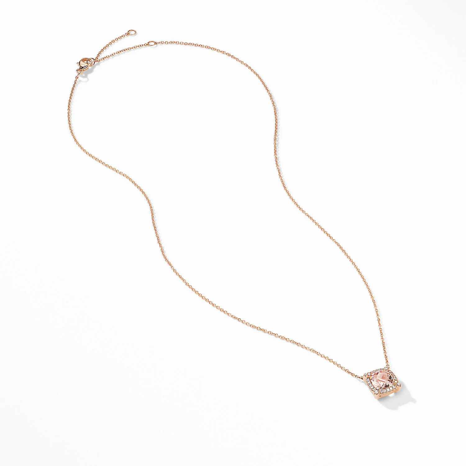 Petite Châtelaine® Pavé Bezel Pendant Necklace in 18K Rose Gold with Morganite - Image 2