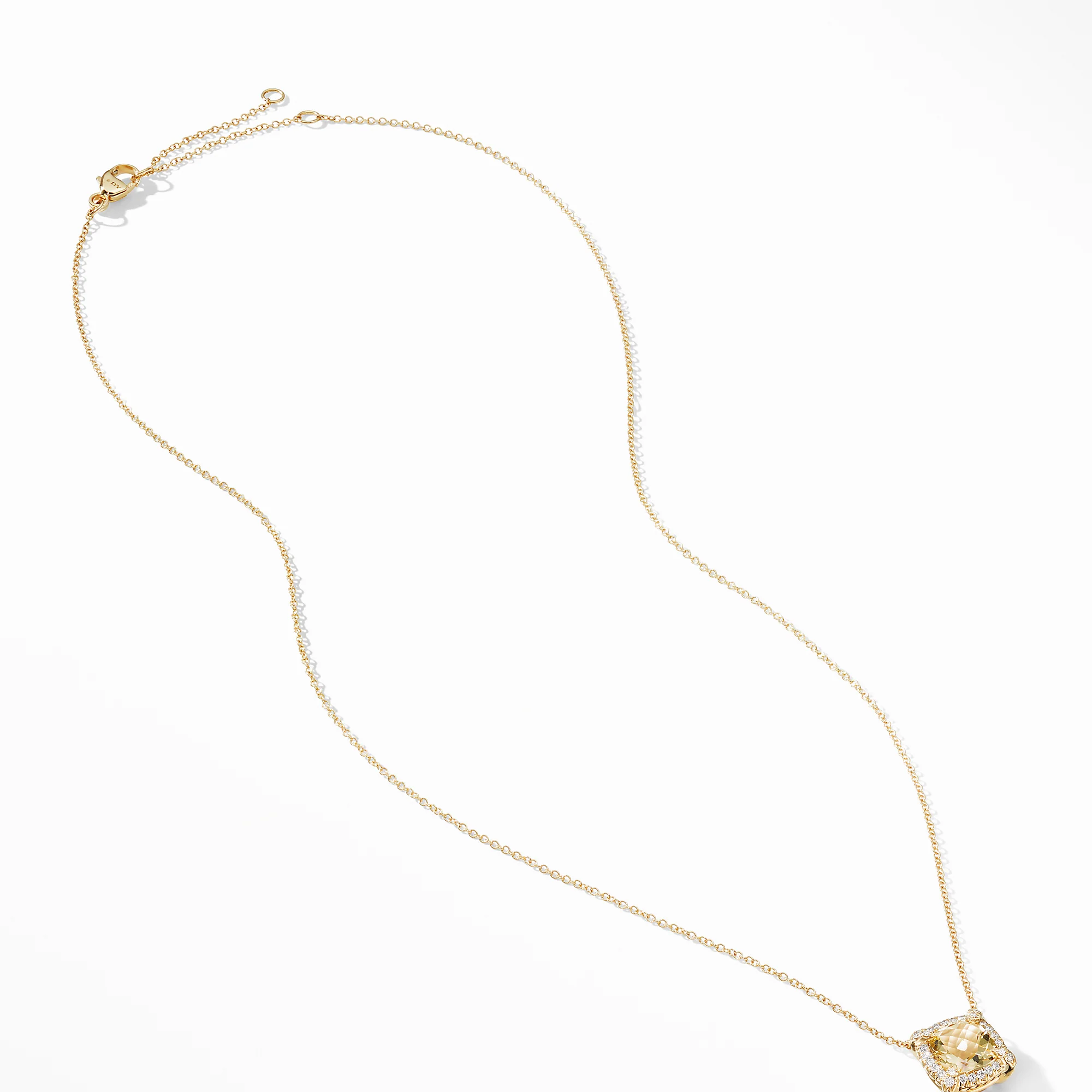 Petite Châtelaine® Pavé Bezel Pendant Necklace in 18K Yellow Gold with Champagne Citrine - Image 2