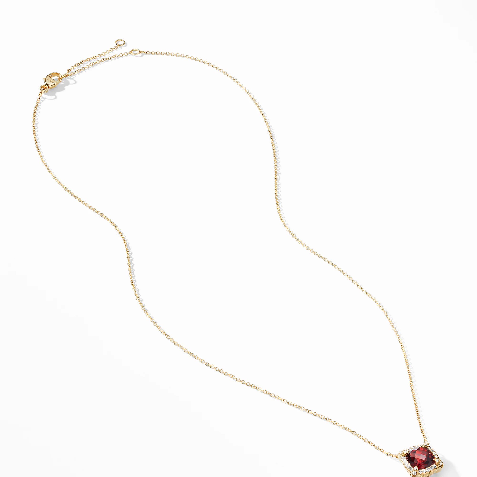 Petite Châtelaine® Pavé Bezel Pendant Necklace in 18K Yellow Gold with Garnet - Image 2