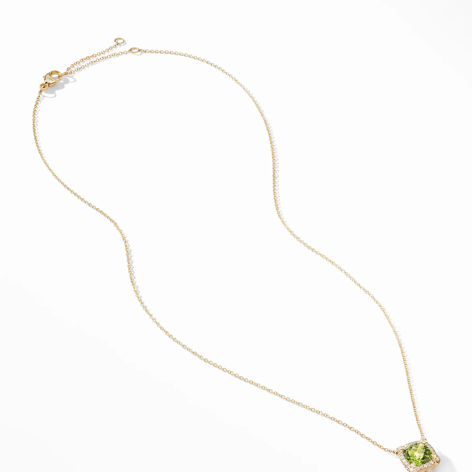 Petite Châtelaine® Pavé Bezel Pendant Necklace in 18K Yellow Gold with Peridot - Image 2