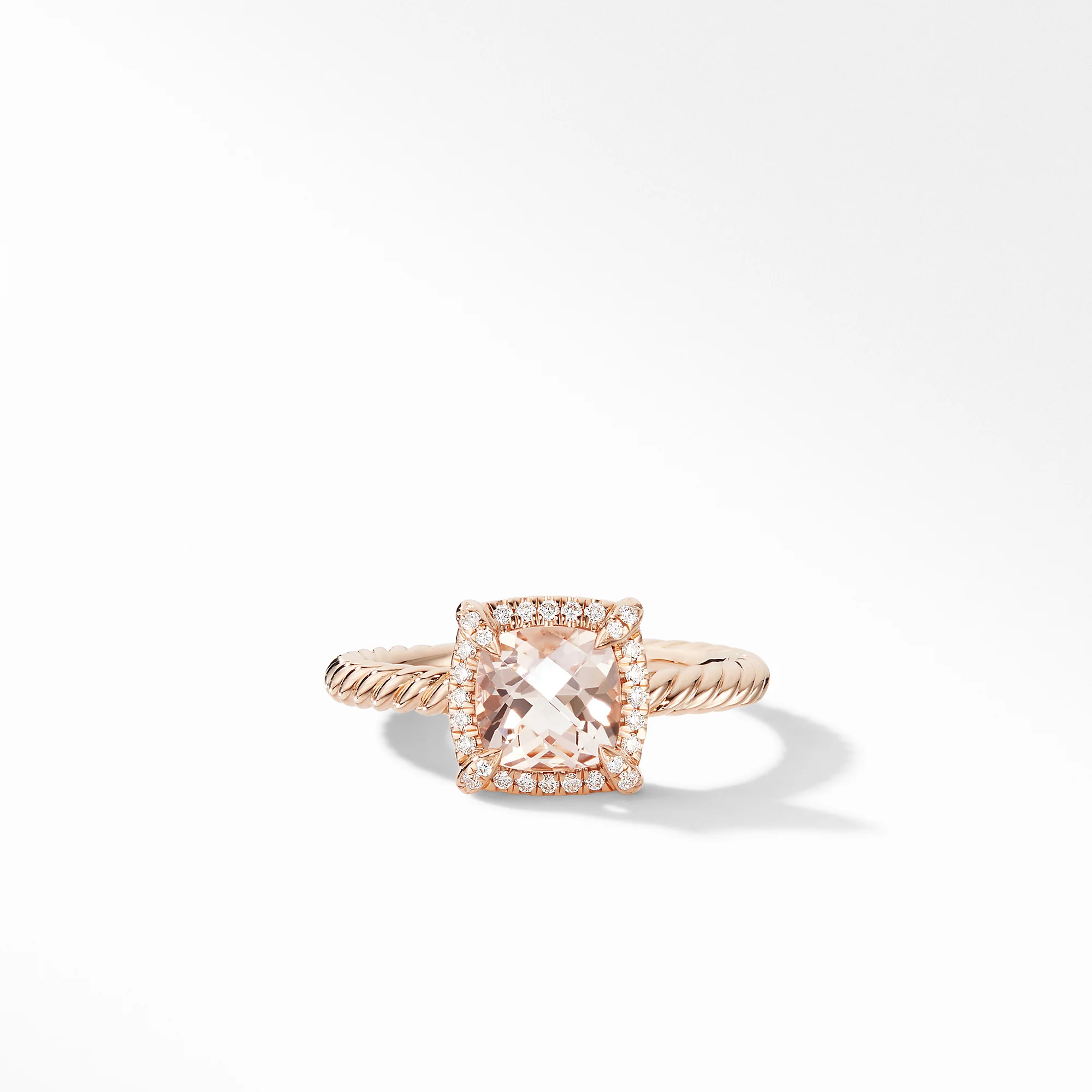 Petite Châtelaine® Pavé Bezel Ring in 18K Rose Gold with Morganite, Size 5 - Image 2