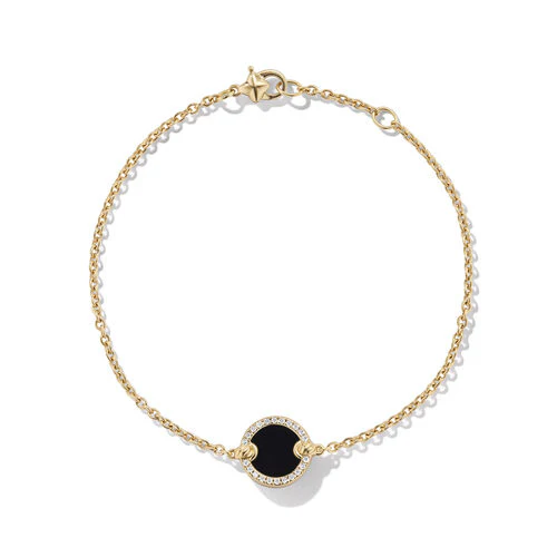 Petite DY Elements Center Station Chain Bracelet in 18K Yellow Gold with Black Onyx and Pavé Diamonds - Image 2