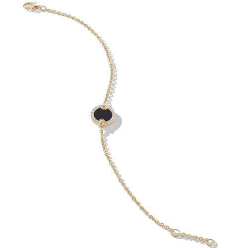 Petite DY Elements Center Station Chain Bracelet in 18K Yellow Gold with Black Onyx and Pavé Diamonds - Image 3