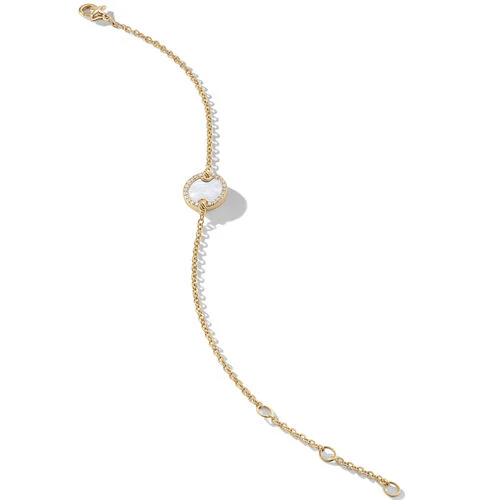Petite DY Elements Center Station Chain Bracelet in 18K Yellow Gold with Mother of Pearl and Pavé Diamonds - Image 3