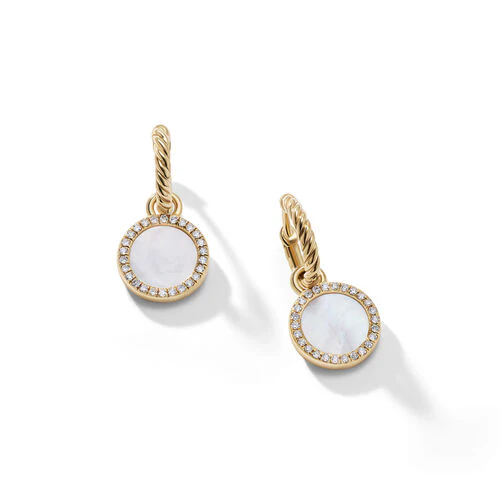 Petite DY Elements Drop Earrings in 18K Yellow Gold with Mother of Pearl and Pavé Diamonds - Image 2
