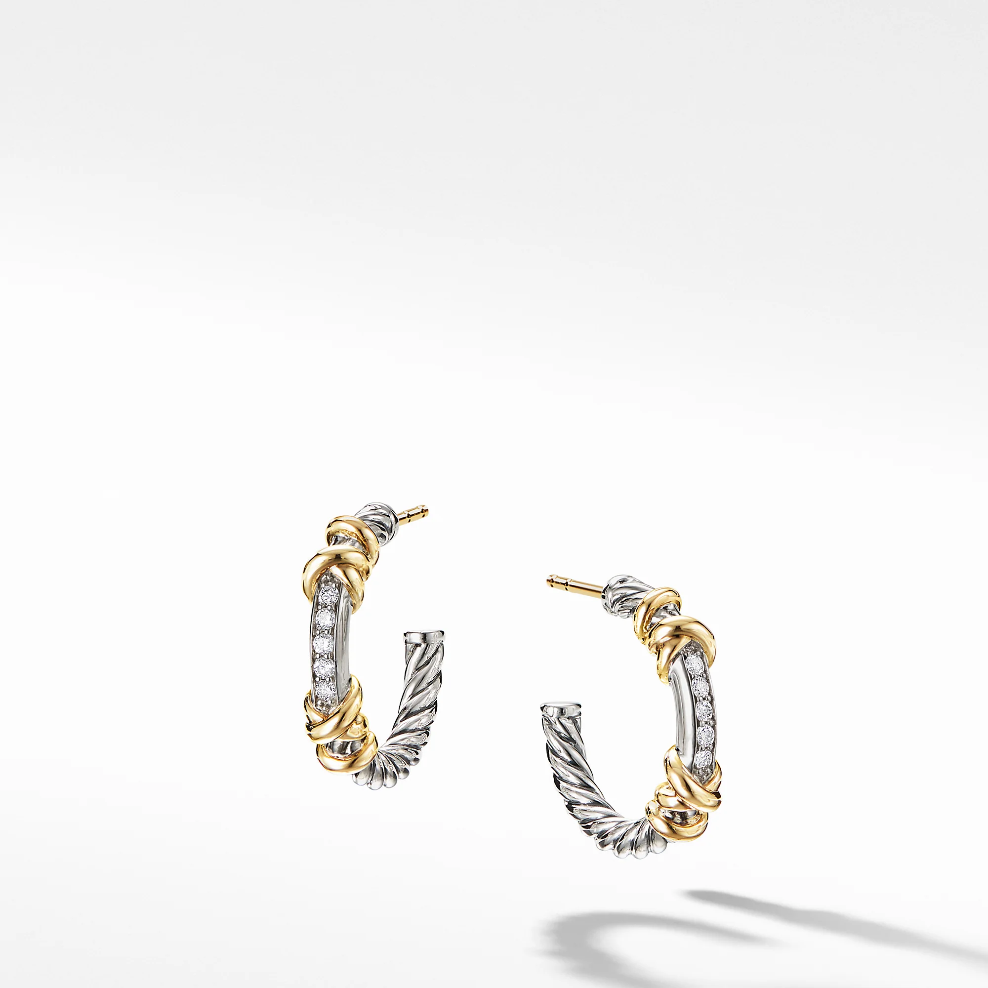 Petite Helena Hoop Earrings with 18K Yellow Gold and Diamonds