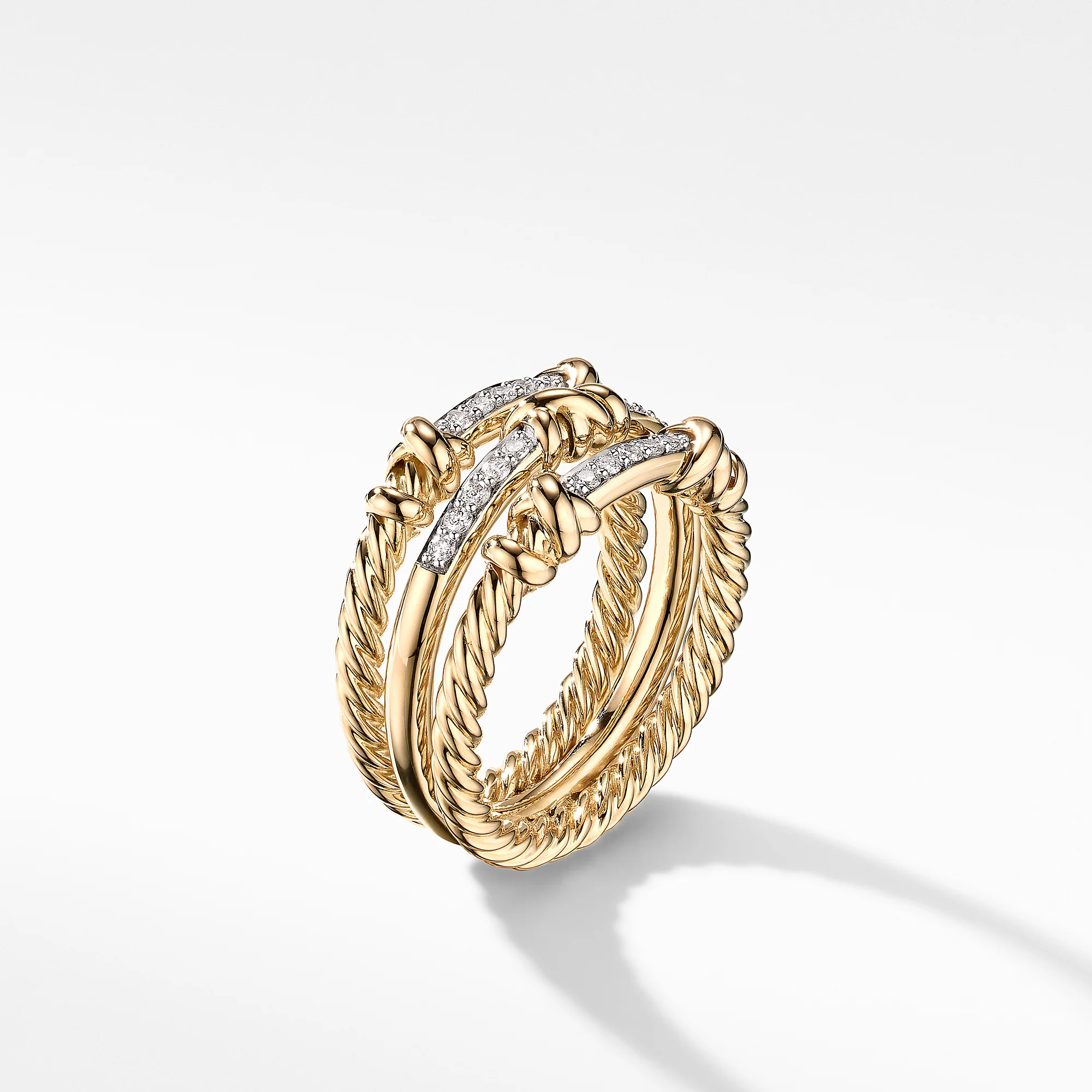 Petite Helena Three Row Ring in 18K Yellow Gold with Diamonds, Size 7 - Image 3