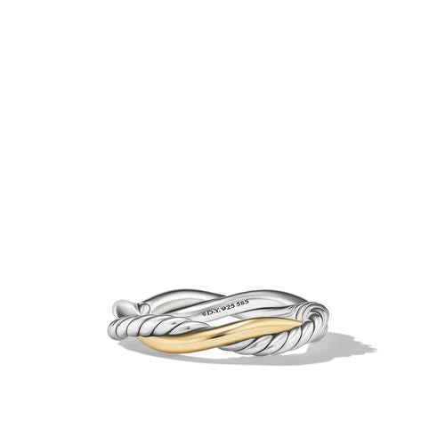 Petite Infinity Band Ring in Sterling Silver with 14K Yellow Gold, Size 6