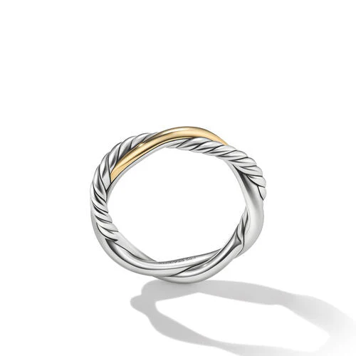 Petite Infinity Band Ring in Sterling Silver with 14K Yellow Gold, Size 6 - Image 4