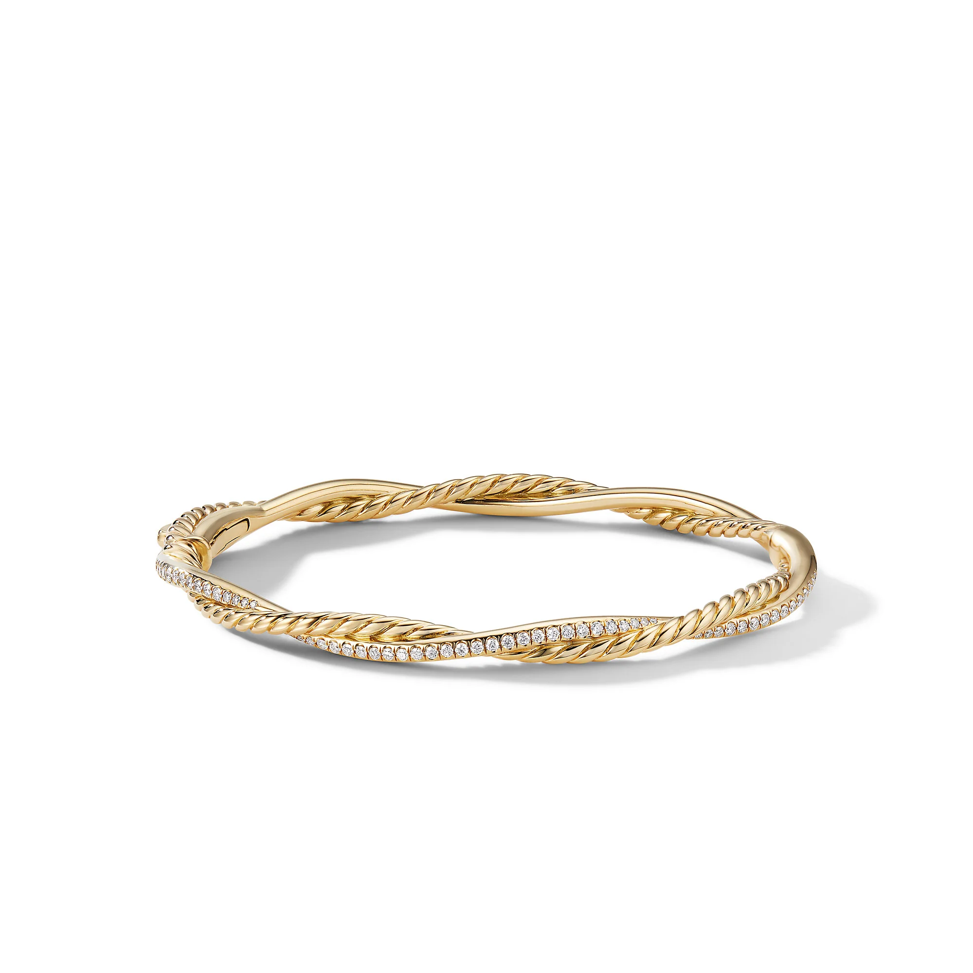 Petite Infinity Bracelet in 18K Yellow Gold with Pavé Diamonds, Size Medium - Image 2