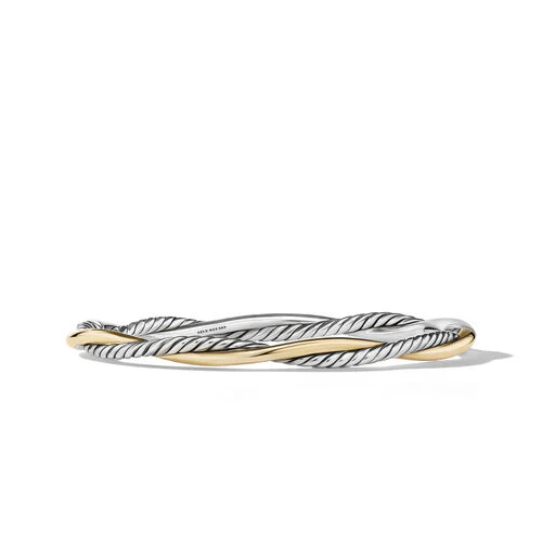 Petite Infinity Bracelet in Sterling Silver with 14K Yellow Gold, Size Large