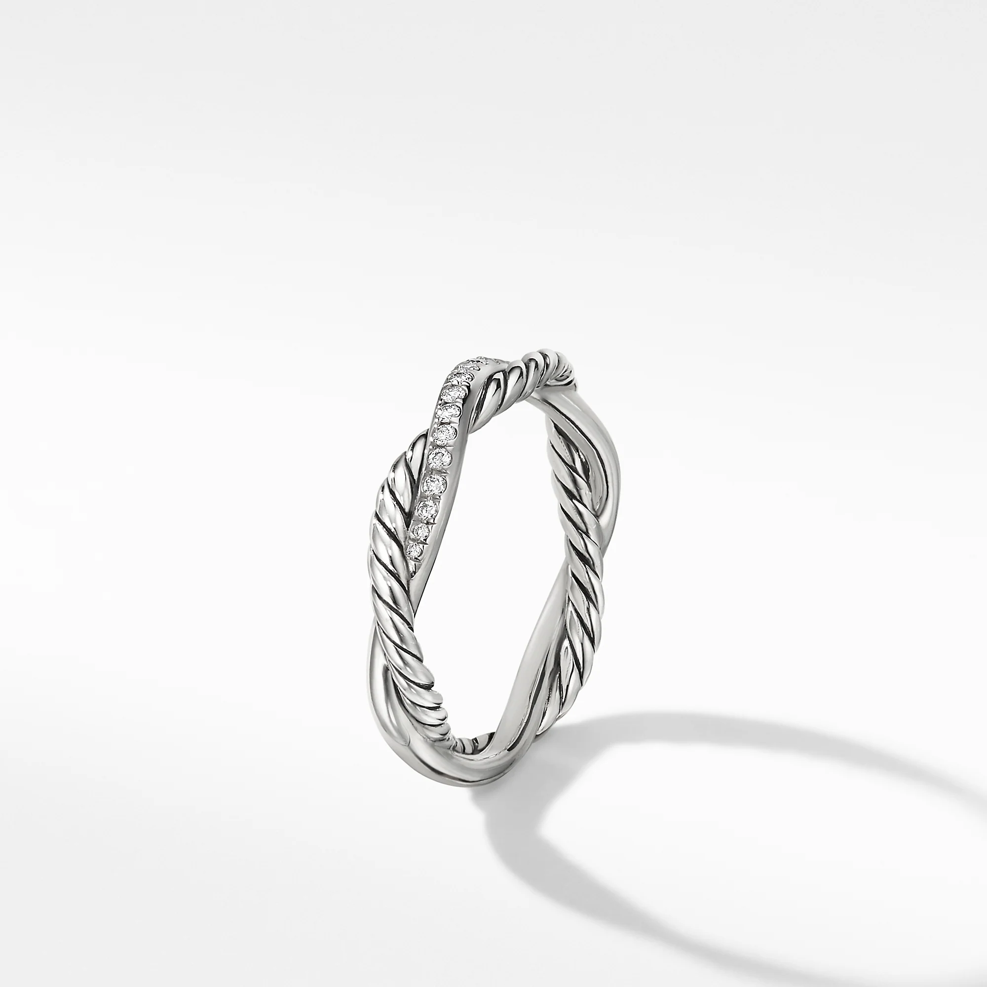 Petite Infinity Twisted Ring with Pavé Diamonds, Size 6 - Image 2