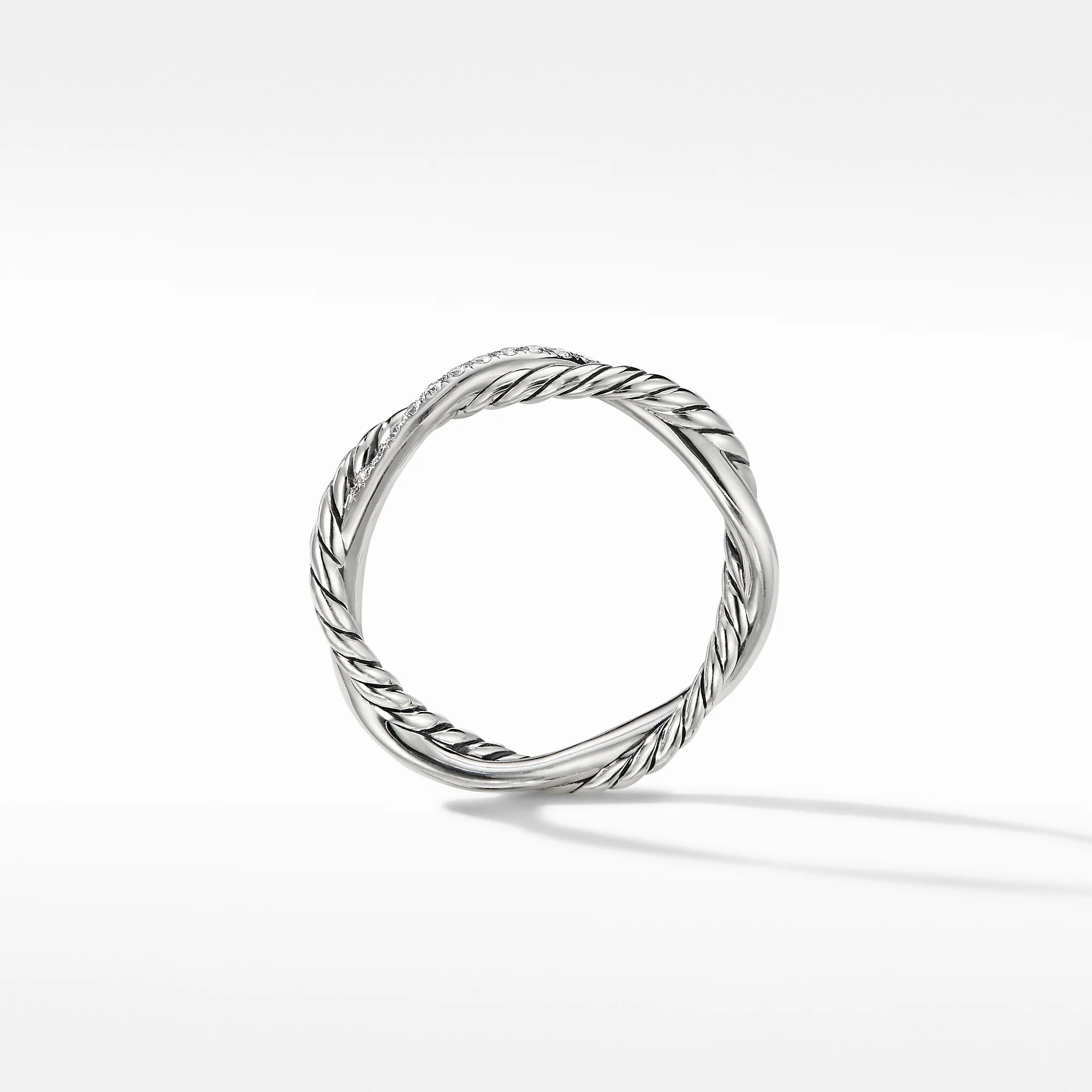 Petite Infinity Twisted Ring with Pavé Diamonds, Size 6 - Image 3