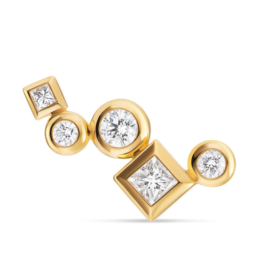 Petite Modern Renaissance Climber Earrings in 18K Yellow Gold with Diamonds, 15mm - Image 3