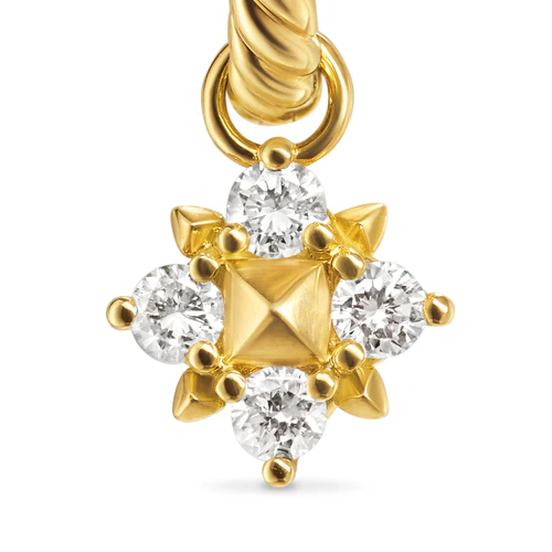 Petite Modern Renaissance Pyramid Drop Earrings in 18K Yellow Gold with Diamonds - Image 3