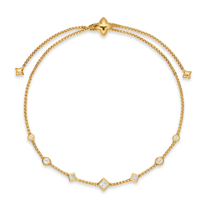 Petite Modern Renaissance Station Chain Bracelet in 18K Yellow Gold with Diamonds, 7.5mm - Image 2