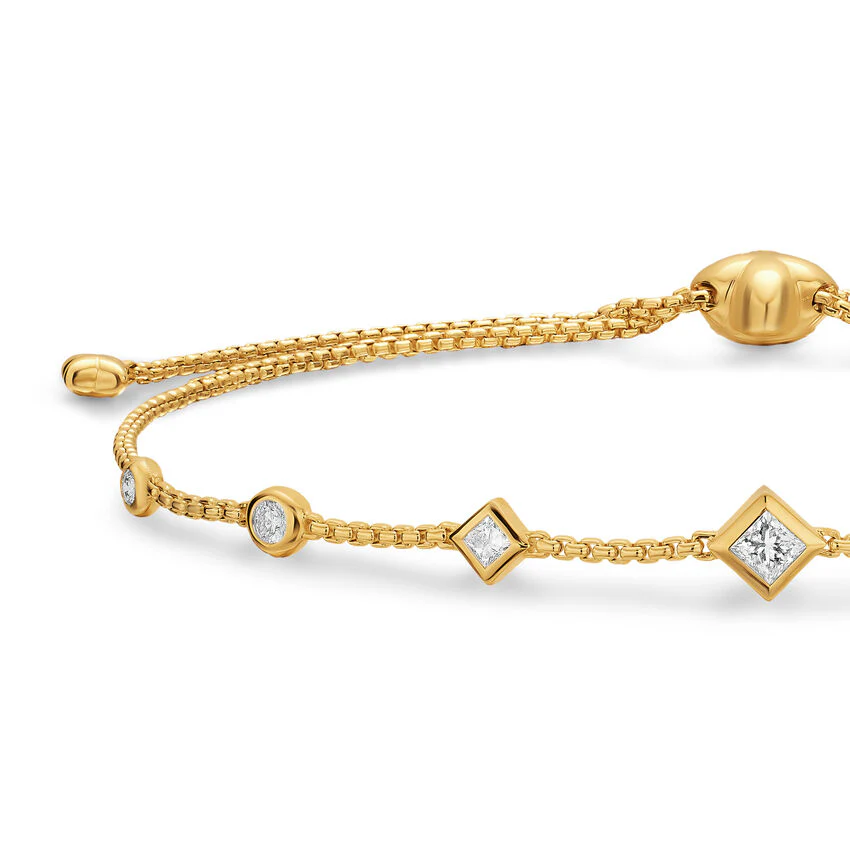 Petite Modern Renaissance Station Chain Bracelet in 18K Yellow Gold with Diamonds, 7.5mm - Image 3