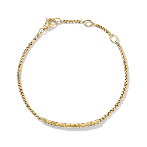 Petite Pavé Bar Bracelet in 18K Yellow Gold with Diamonds, 1.7mm - Image 2