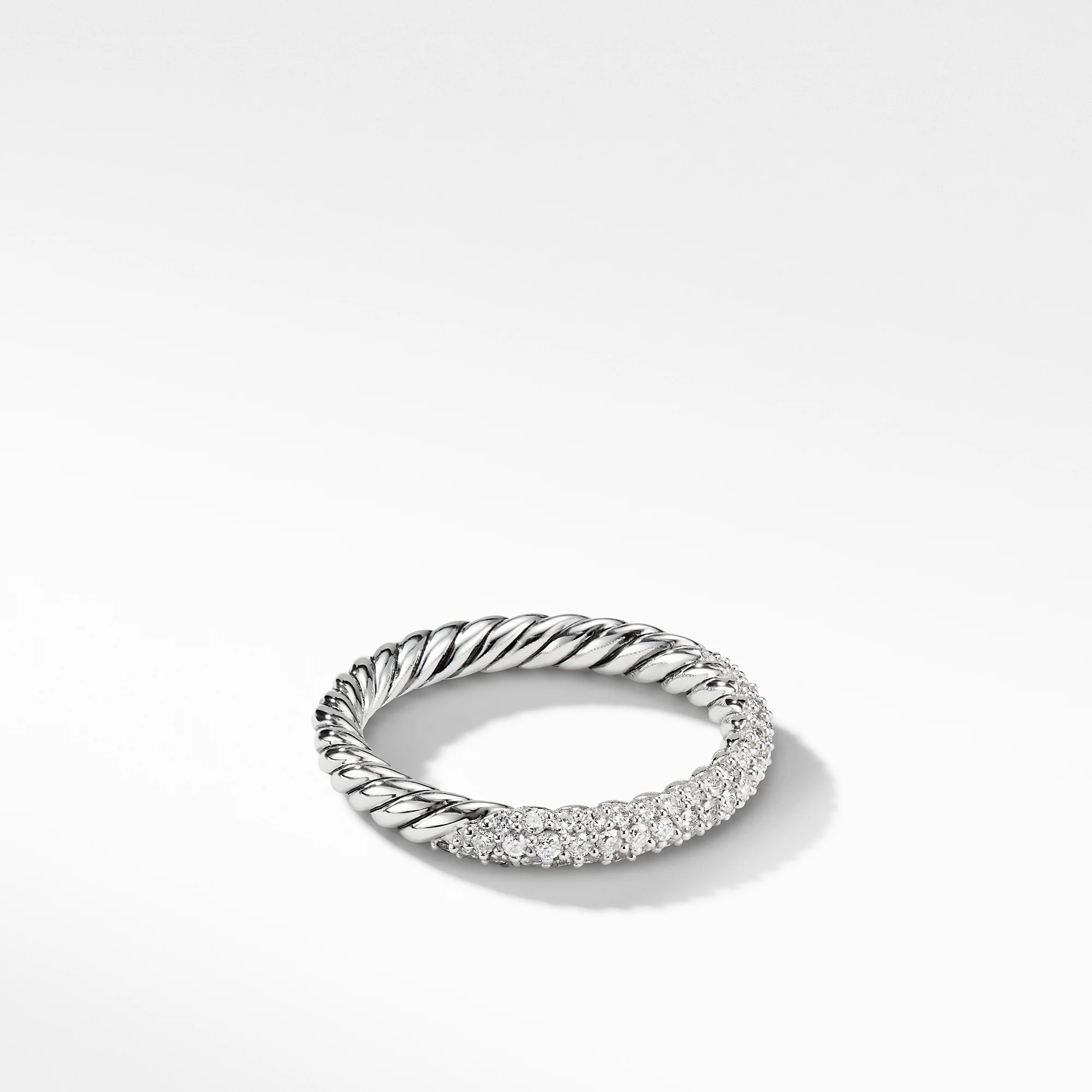 Petite Pavé Ring with Diamonds, Size 7.5