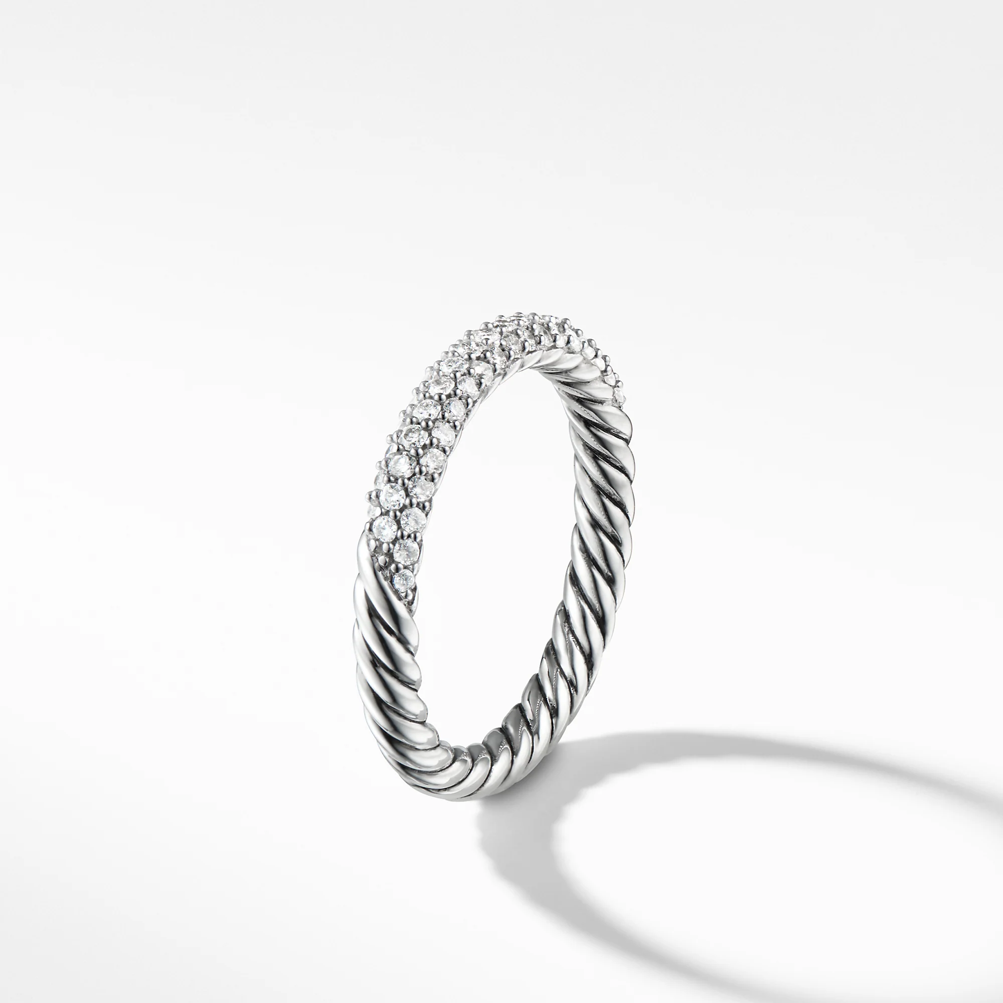 Petite Pavé Ring with Diamonds, Size 6 - Image 2