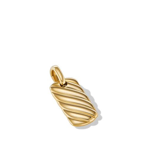 Petite Sculpted Cable Tag in 18K Yellow Gold, 24mm - Image 2