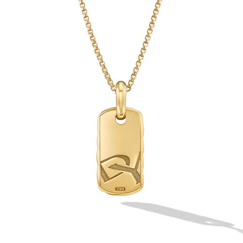 Petite Sculpted Cable Tag in 18K Yellow Gold, 24mm - Image 3