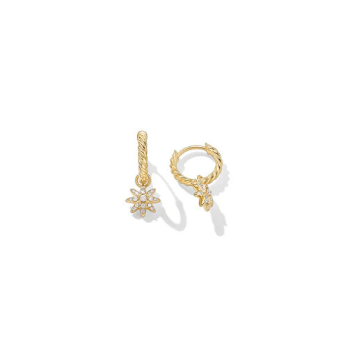 Petite Starburst Drop Earrings in 18K Yellow Gold with Diamonds, 18.1mm - Image 2