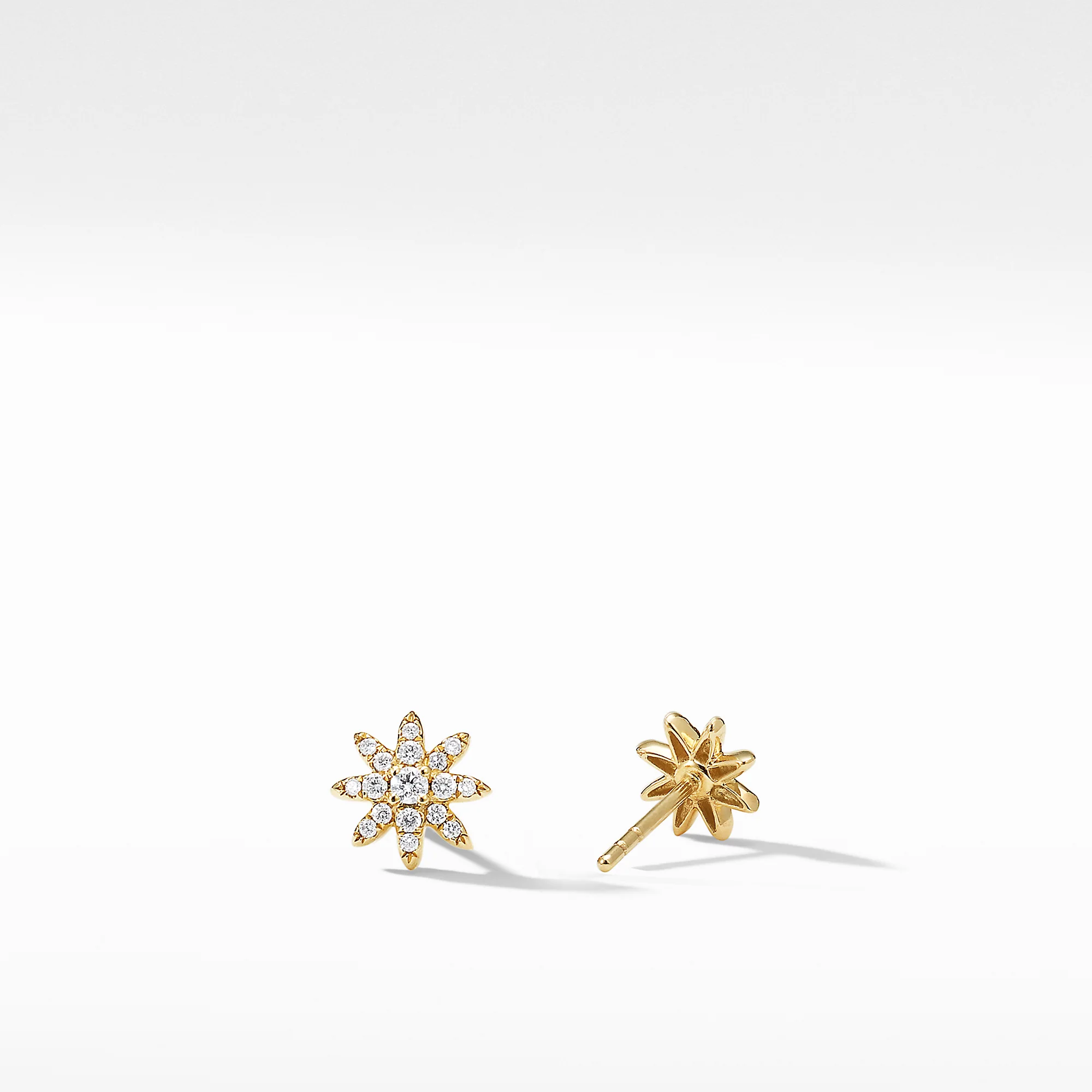 Petite Starburst Small Stud Earrings in 18K Yellow Gold with PavƩ Diamonds - Image 2