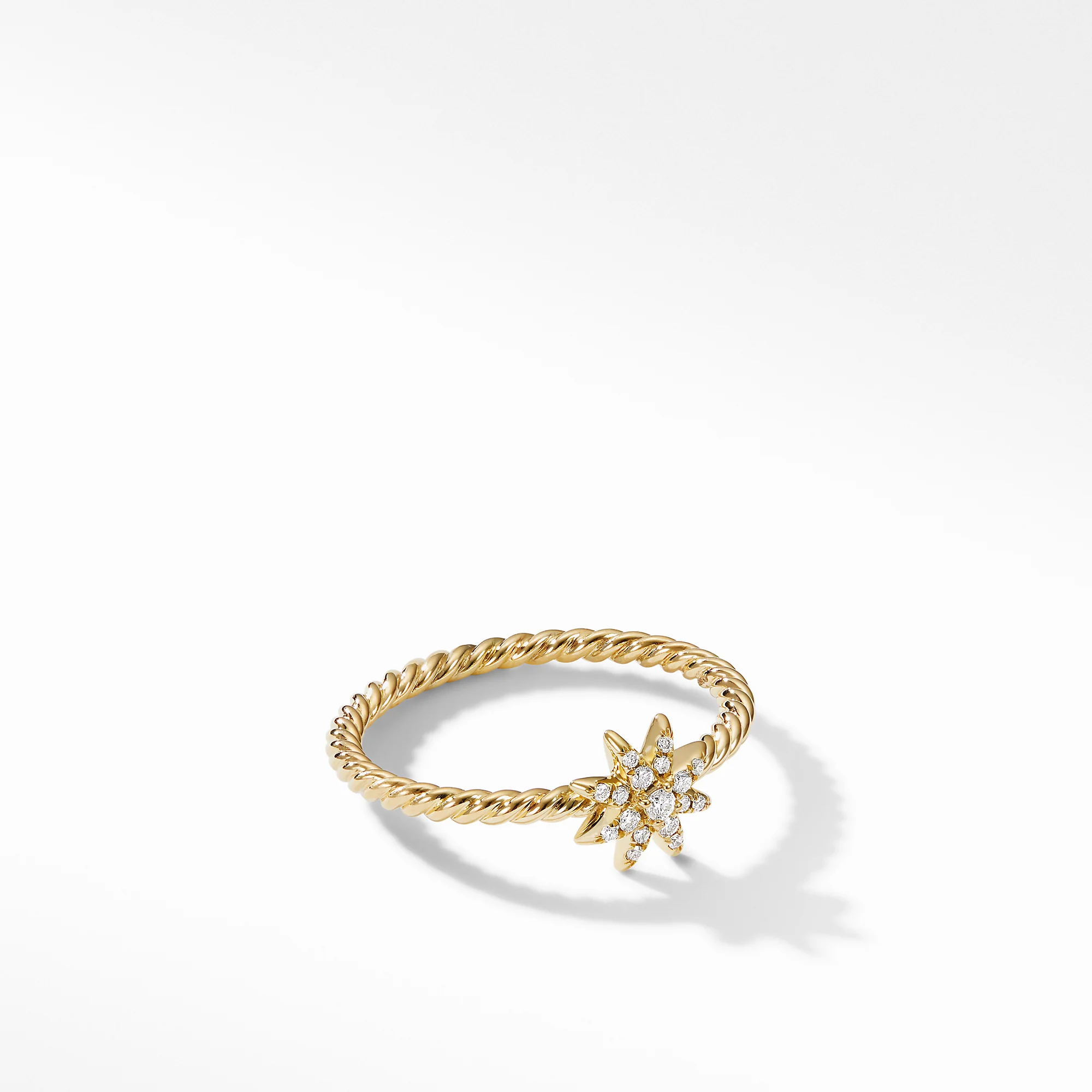 Petite Starburst Station Ring in 18K Yellow Gold with Diamonds, Size 6