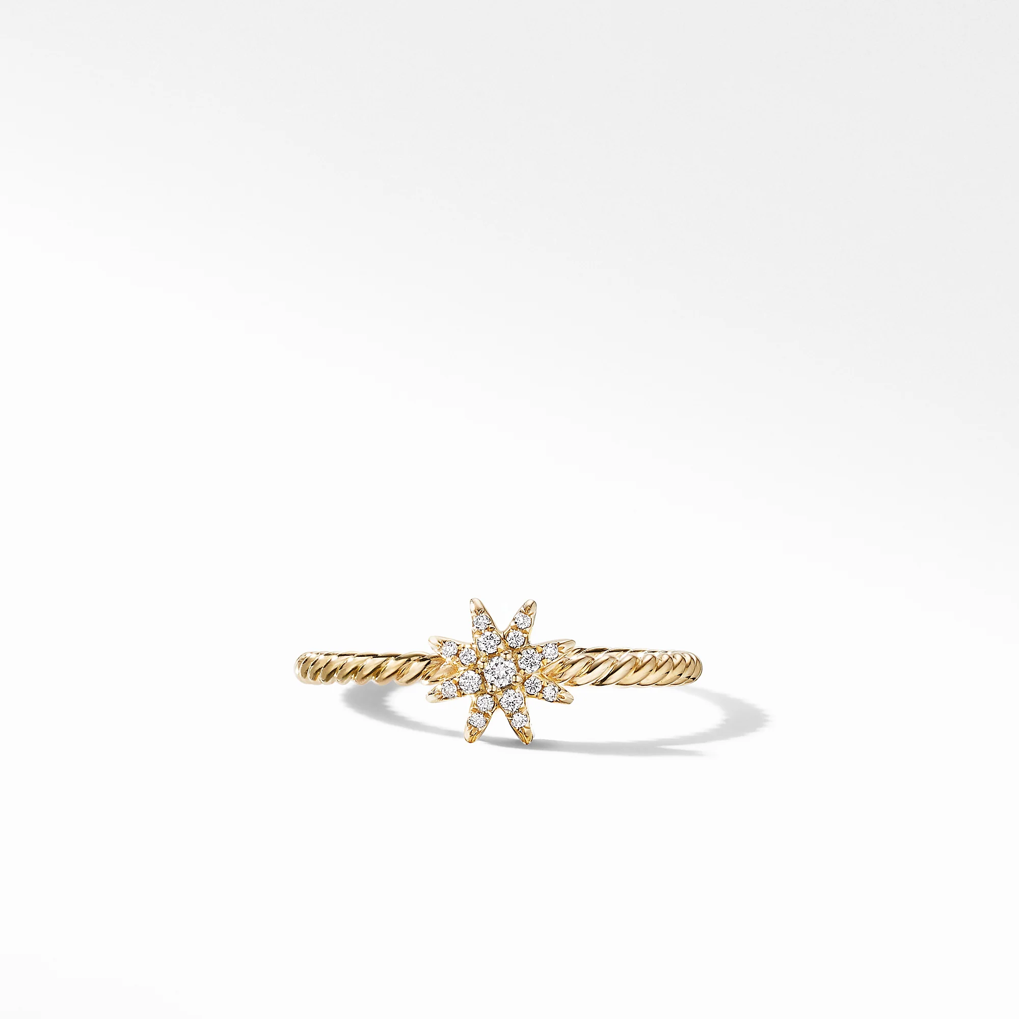 Petite Starburst Station Ring in 18K Yellow Gold with Pavé Diamonds, Size 7 - Image 2