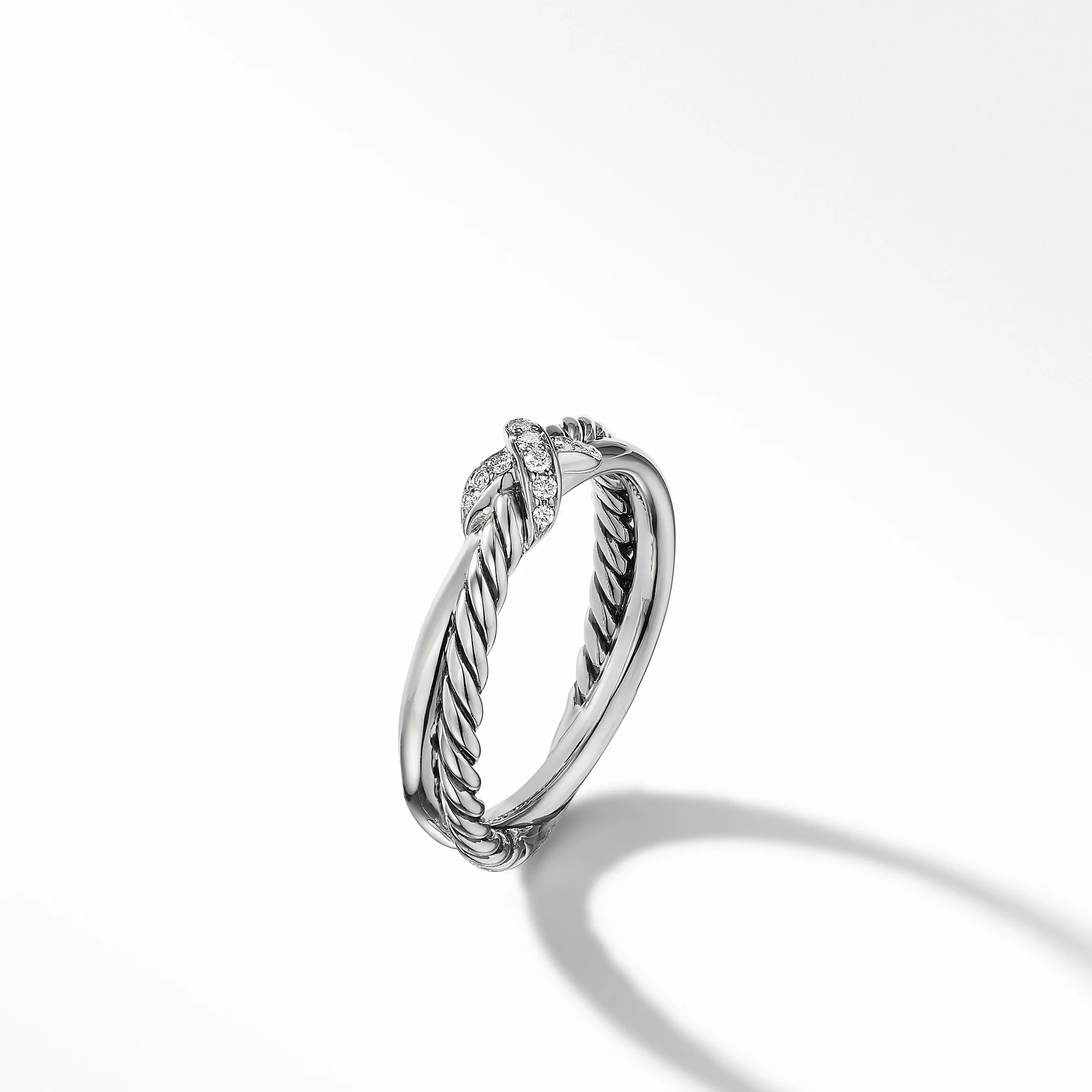 Petite X Ring with Pavé Diamonds, Size 7 - Image 2