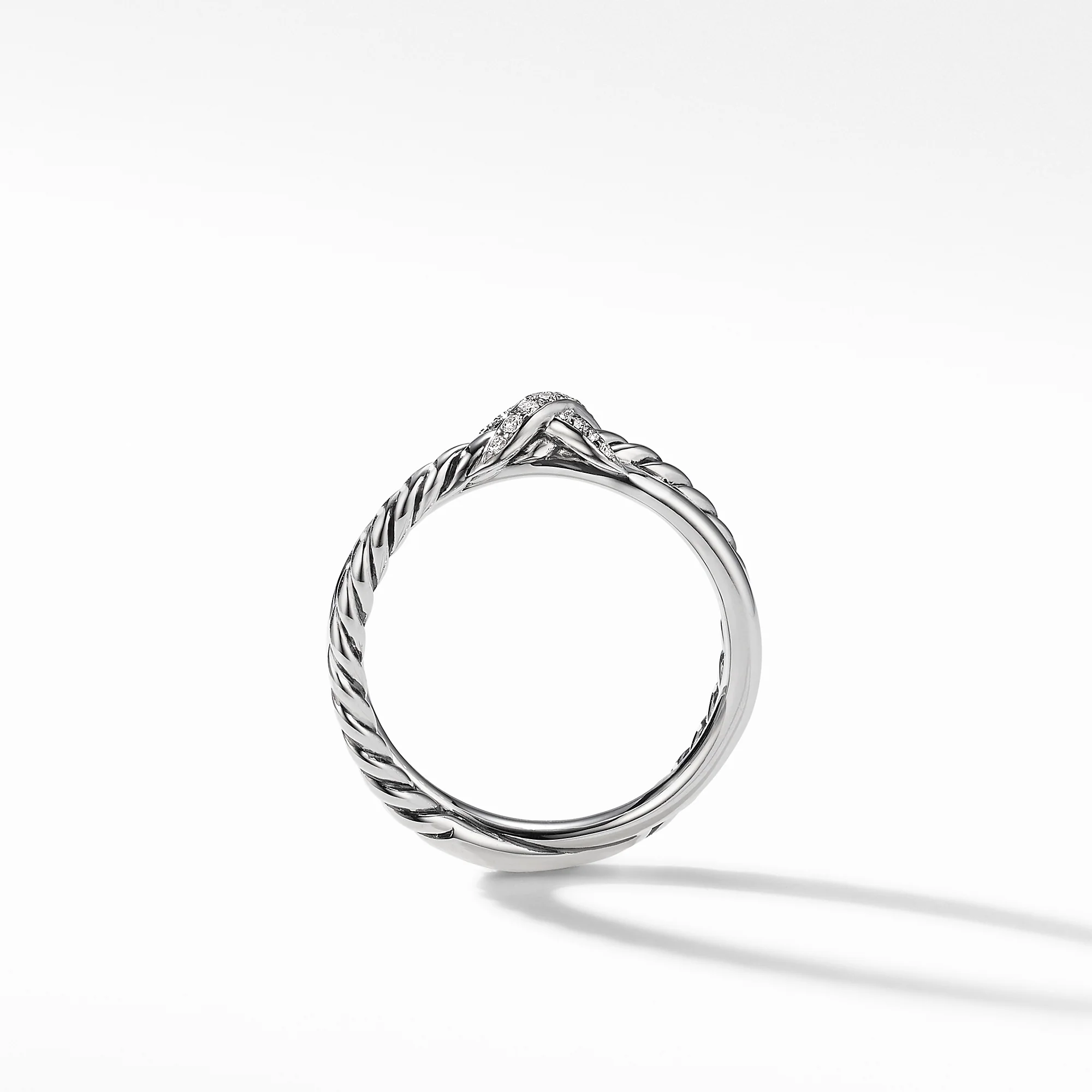 Petite X Ring with Pavé Diamonds, Size 7 - Image 3