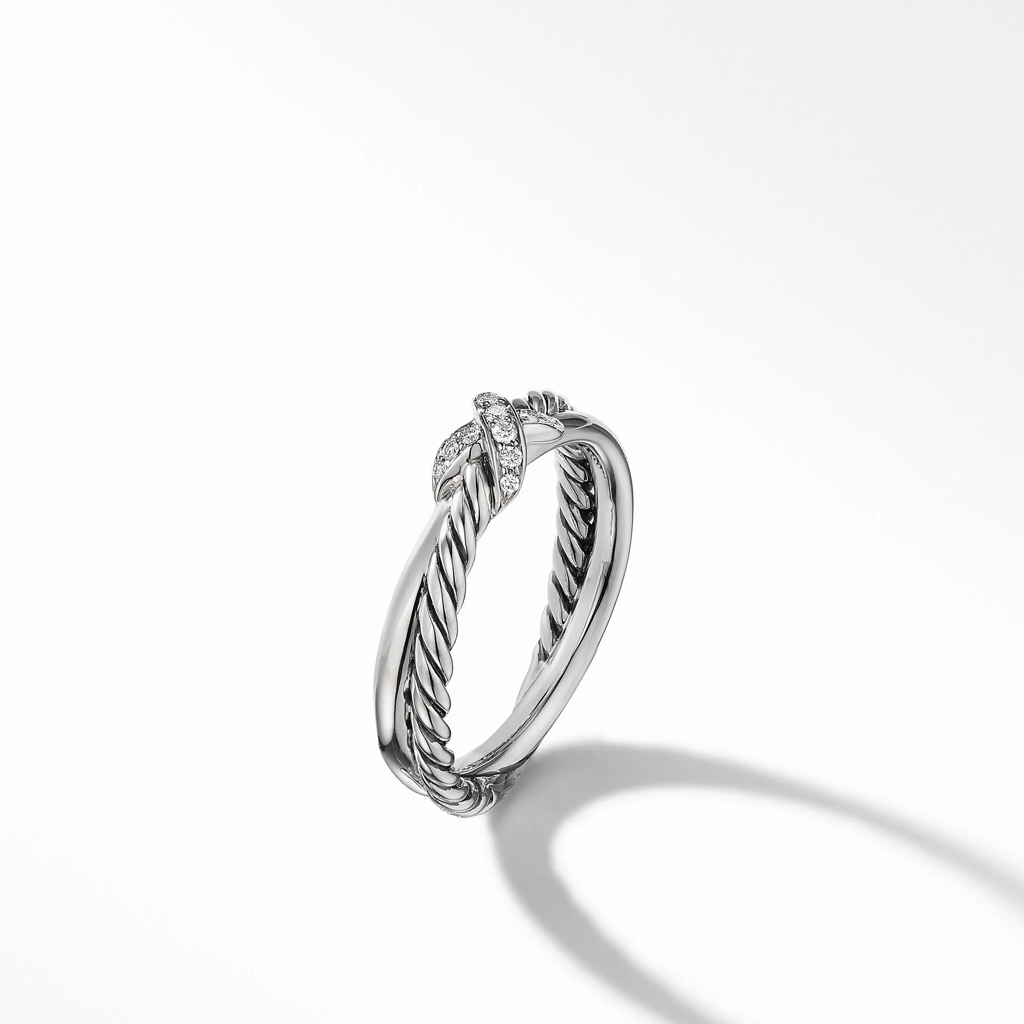 Petite X Ring with Pavé Diamonds, Size 8 - Image 2