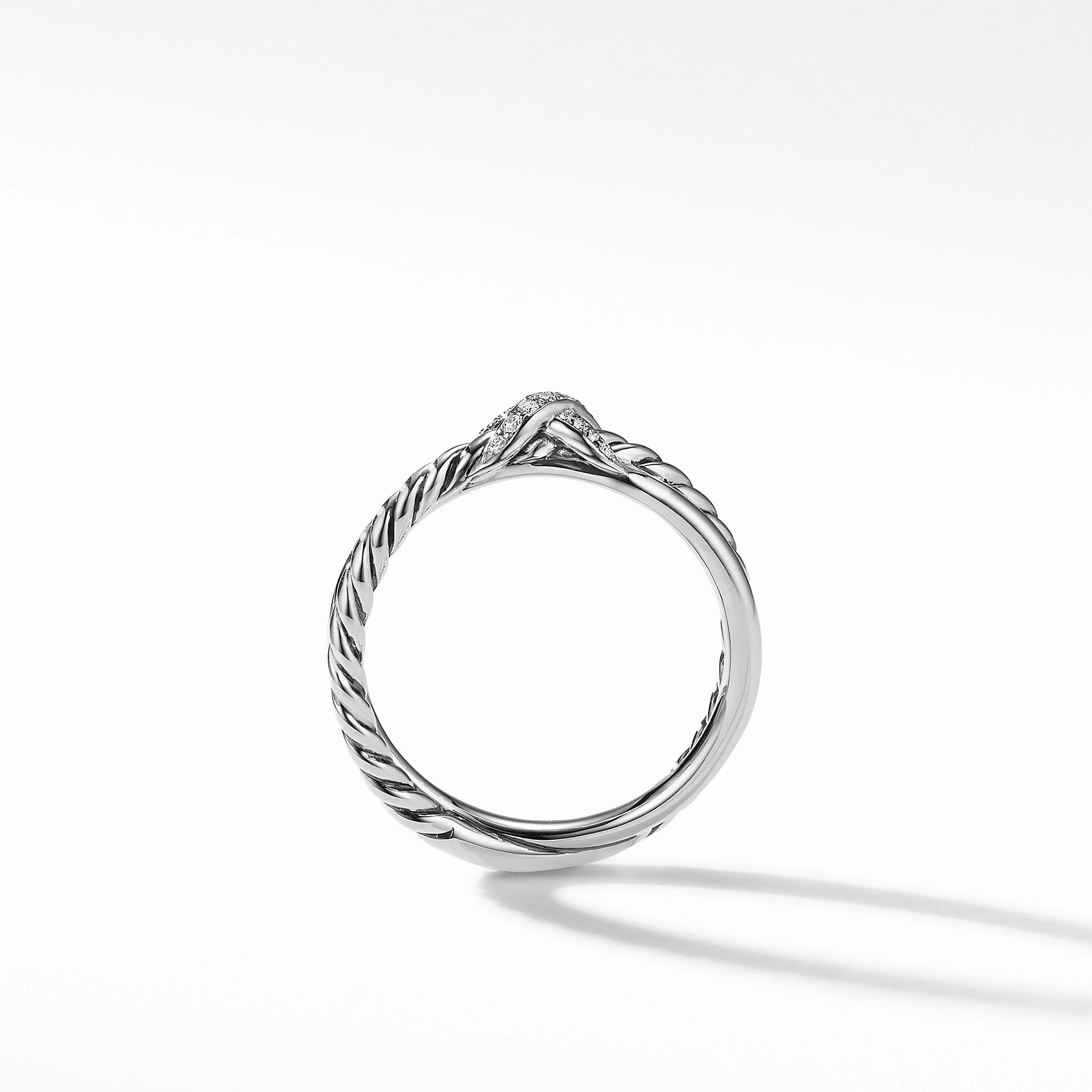 Petite X Ring with Pavé Diamonds, Size 8 - Image 3