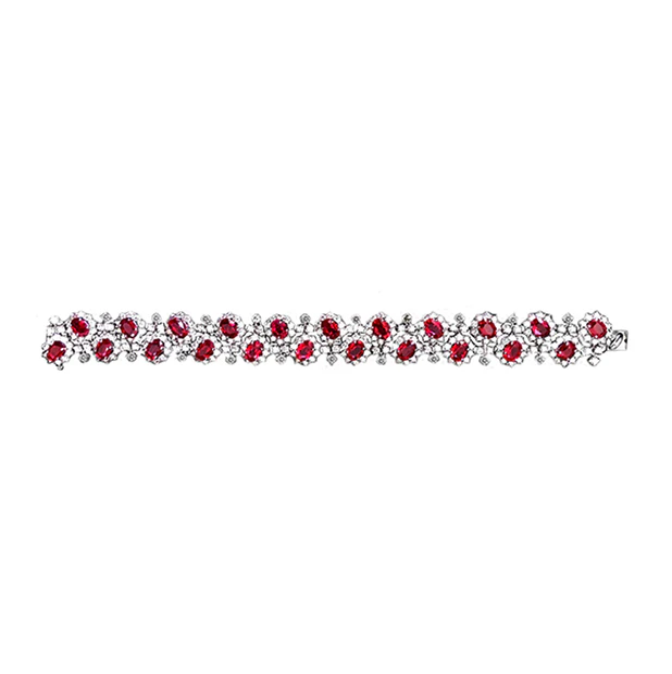 Sabel Collection Platinum Oval Burma and Diamond Bracelet