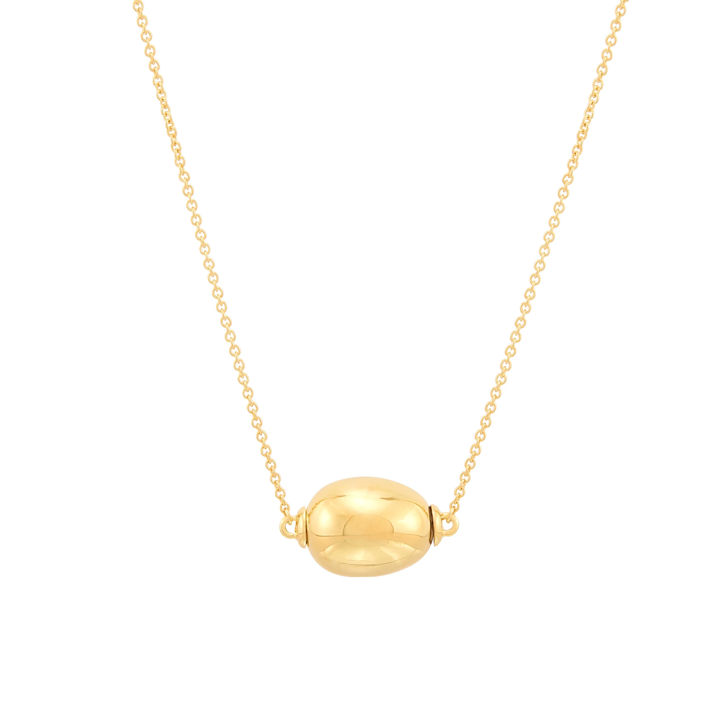 Sabel Collection Polished Yellow Gold Oval Bead Pendant