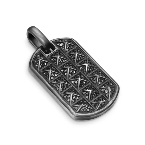 Pyramid Tag in Black Titanium with Black Diamonds, 35mm - Image 3