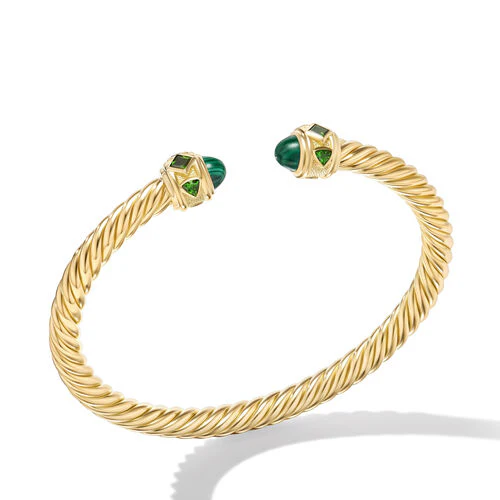 Renaissance Bracelet in 18K Yellow Gold with Malachite and Chrome Diopside - Image 2