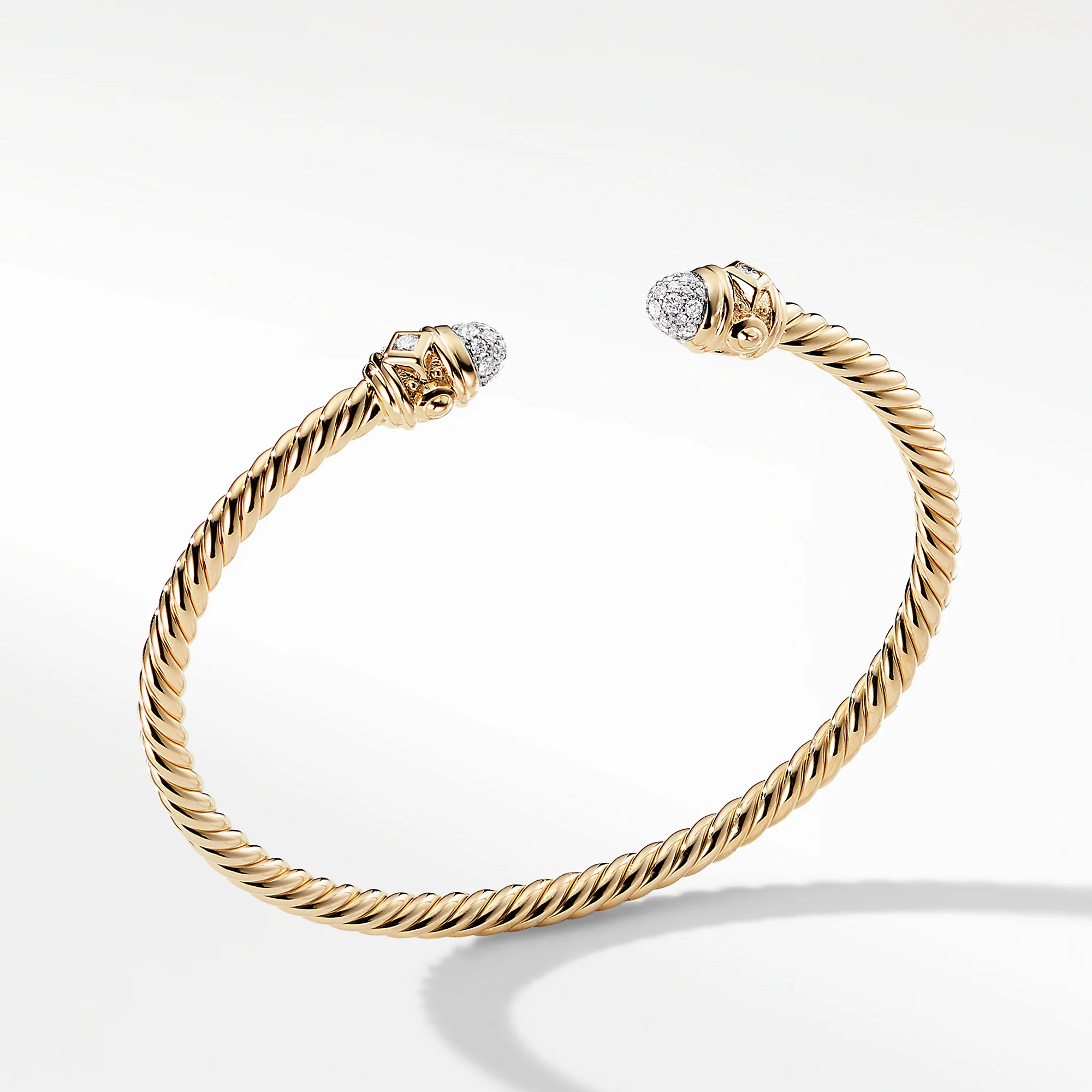 Renaissance Bracelet with Diamonds in 18K Gold, 3mm, Size Medium