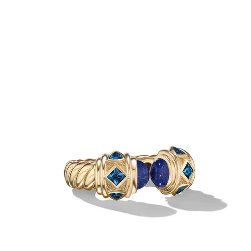 Renaissance Color Ring in 18K Yellow Gold with Lapis and Hampton Blue Topaz, Size 6