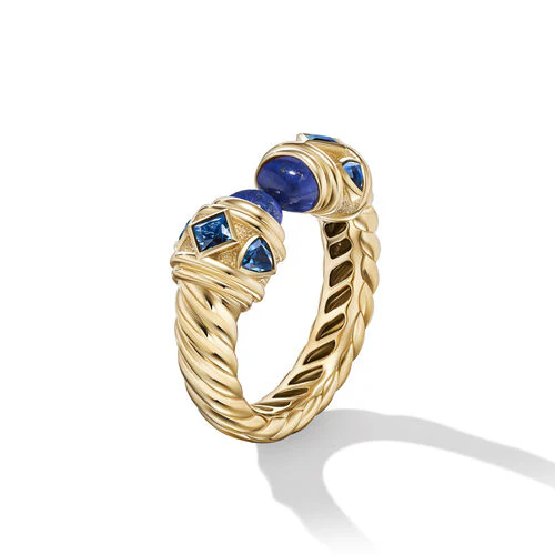 Renaissance Color Ring in 18K Yellow Gold with Lapis and Hampton Blue Topaz, Size 6 - Image 2